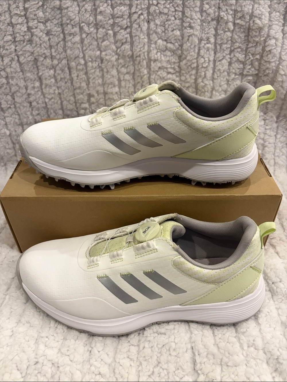 adidas Women's Light Green and White Athletic Golf Shoes